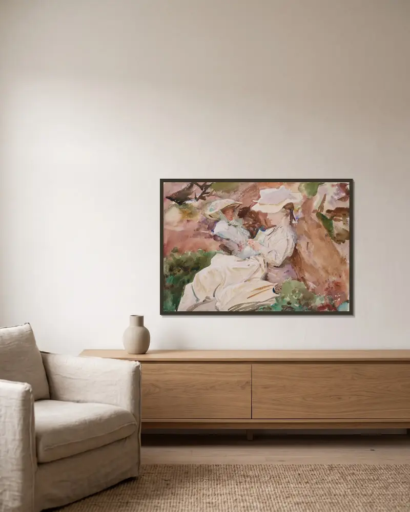 Simplon – Mrs Barnard och hennes dotter Dorothy av John Singer Sargent inramad på en vägg