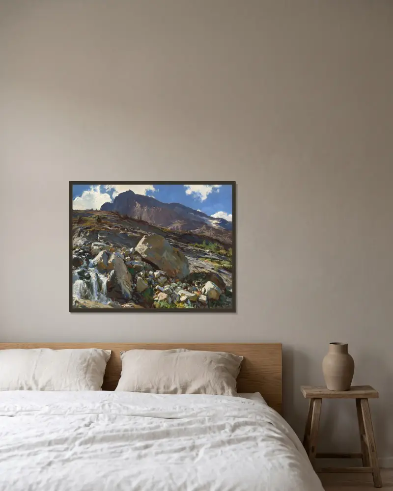 Simplon Pass av John Singer Sargent inramad på en vägg
