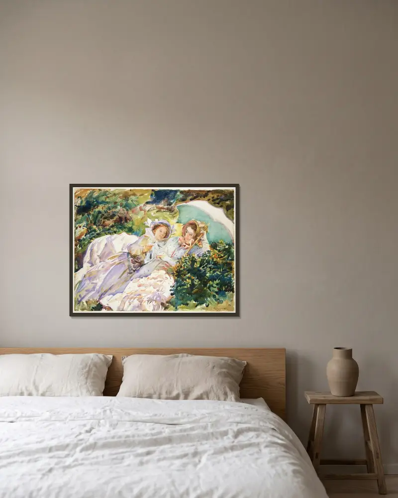 Simplonský průsmyk; Škádlění, John Singer Sargent v rámu na stěně