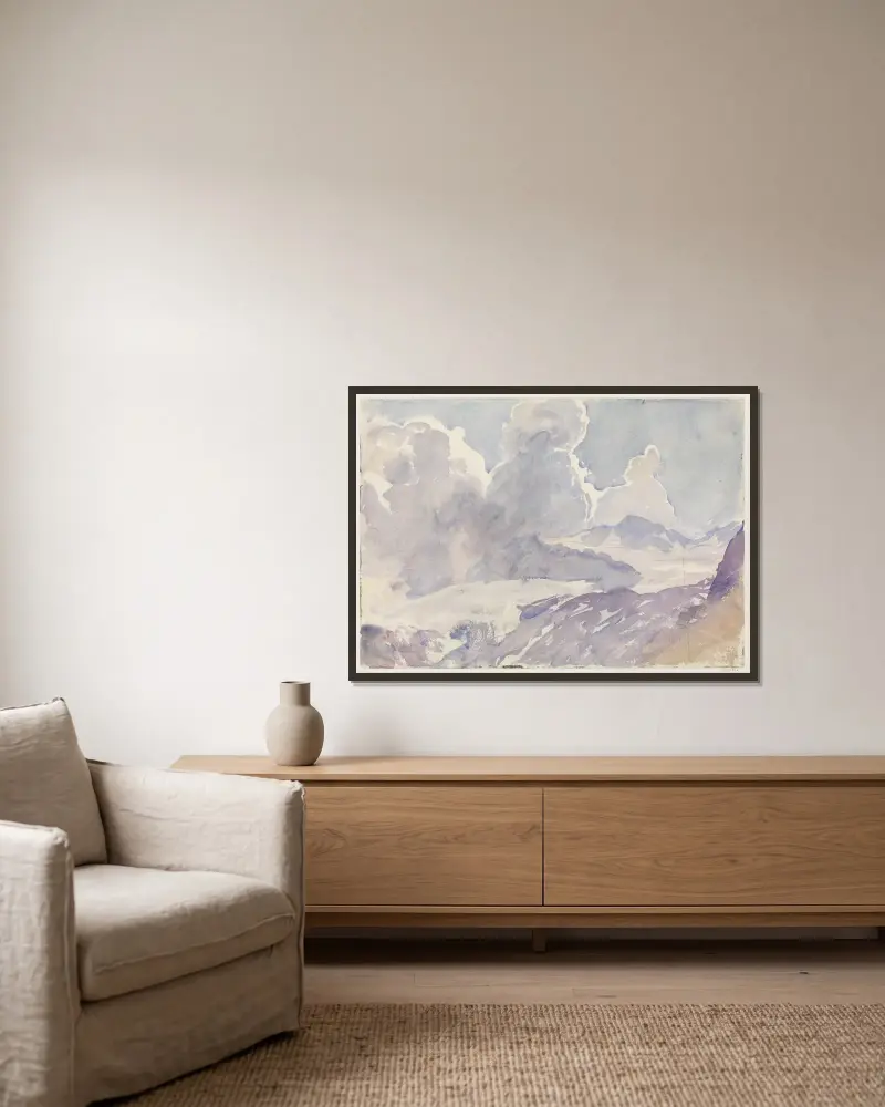 Sky and Mountains av John Singer Sargent inramad på en vägg