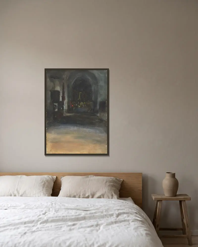 Spanisches Kircheninterieur von John Singer Sargent gerahmt an einer Wand