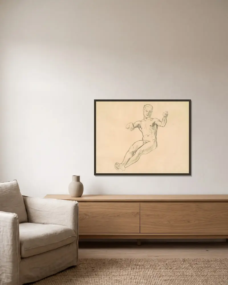 Studie für ‚Arion' von John Singer Sargent gerahmt an einer Wand