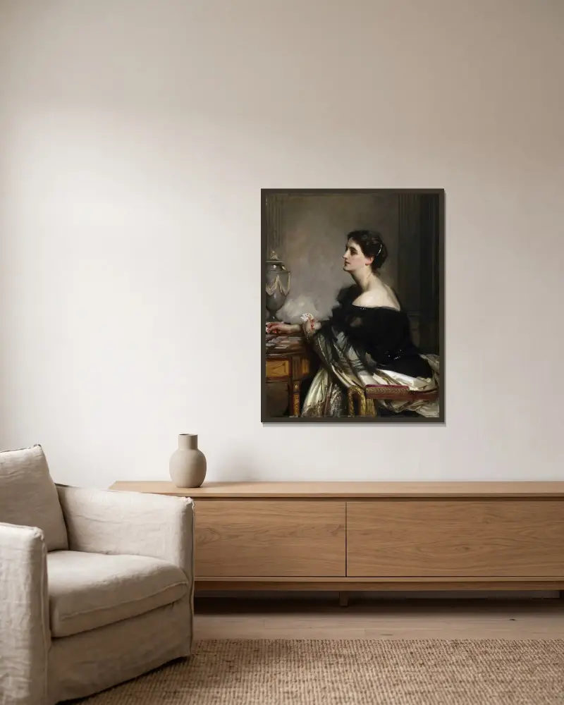 Sybil Frances Grey, senare lady Eden av John Singer Sargent inramad på en vägg