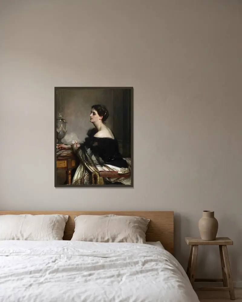 Sybil Frances Grey, senare lady Eden av John Singer Sargent inramad på en vägg