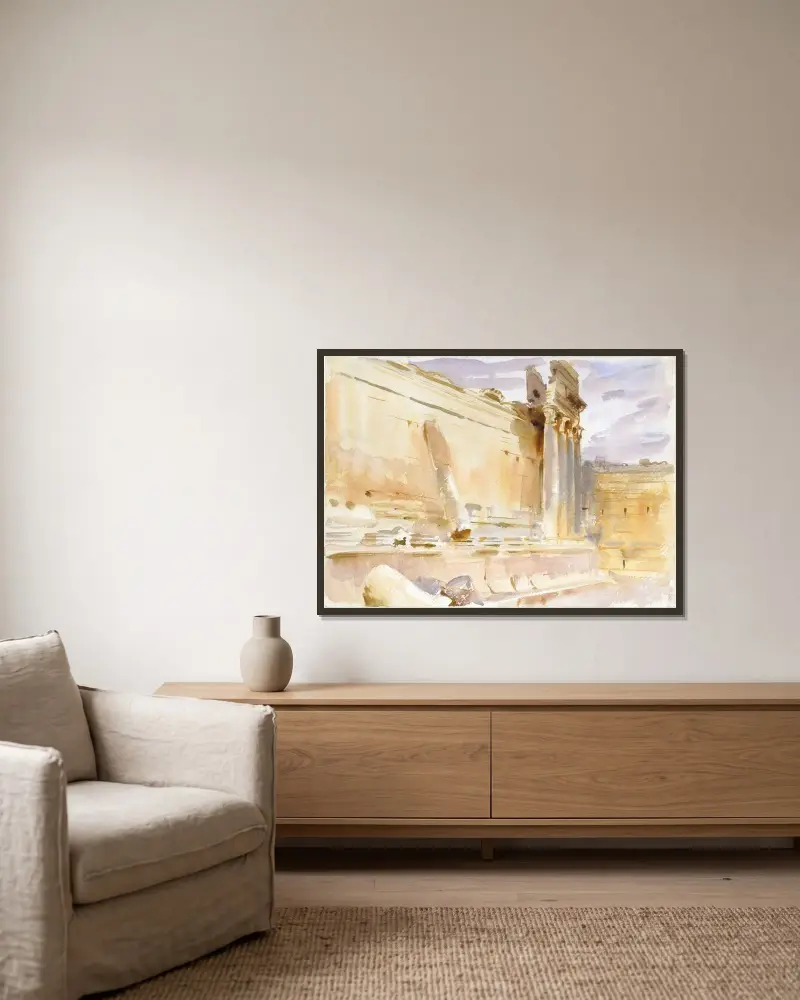 Bacchustemplet, Baalbek av John Singer Sargent inramad på en vägg