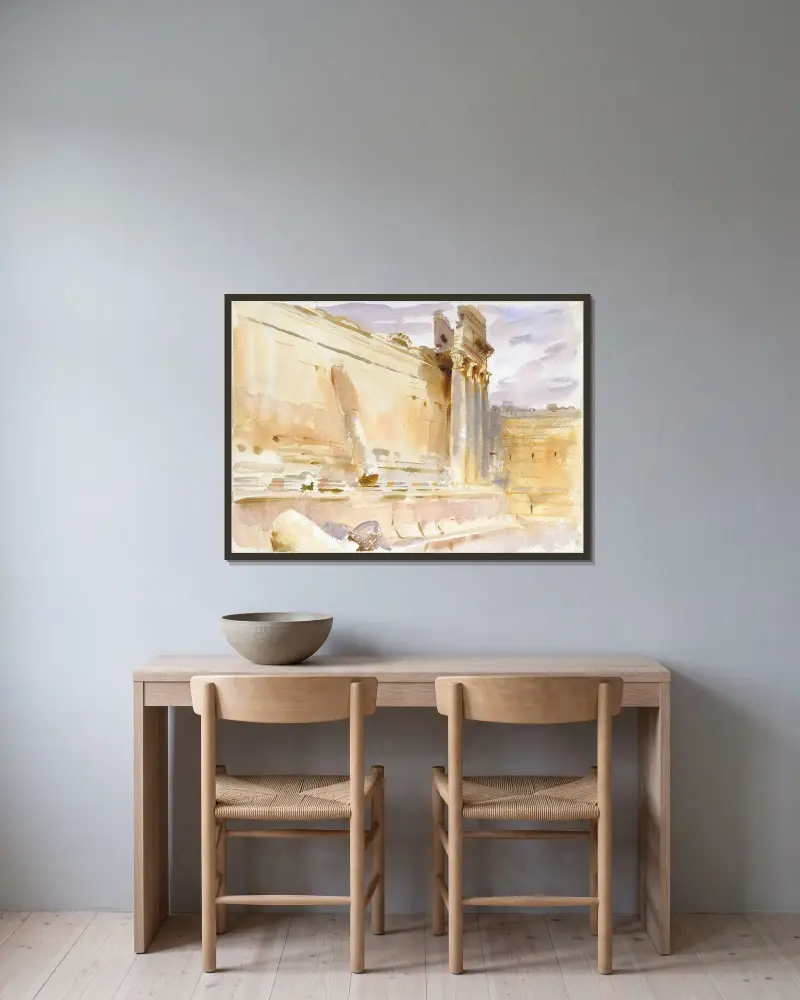 Bacchustemplet, Baalbek av John Singer Sargent inramad på en vägg