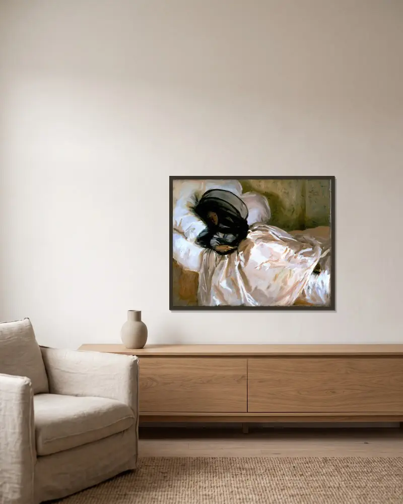 The Mosquito Net av John Singer Sargent inramad på en vägg