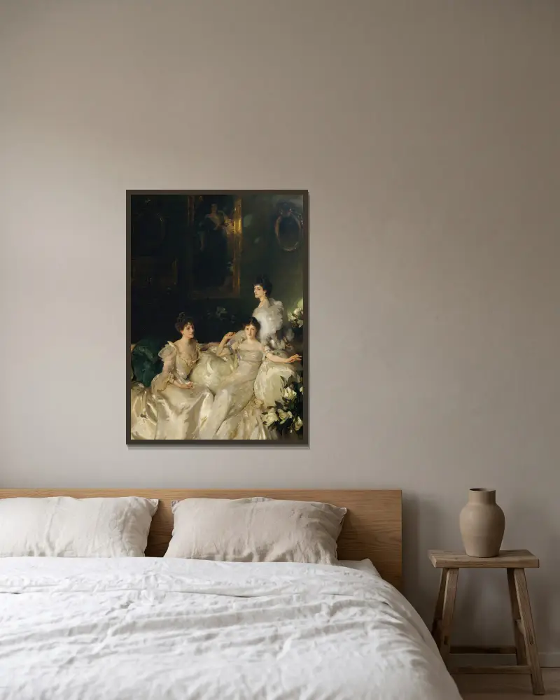 Wyndhamsystrarna: lady Elcho, mrs Adeane och mrs Tennant av John Singer Sargent inramad på en vägg