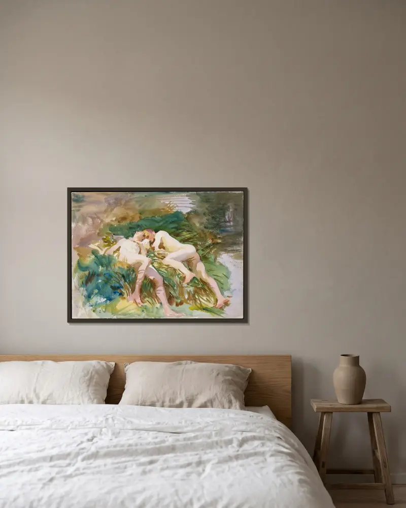 Tommies beim Baden von John Singer Sargent gerahmt an einer Wand
