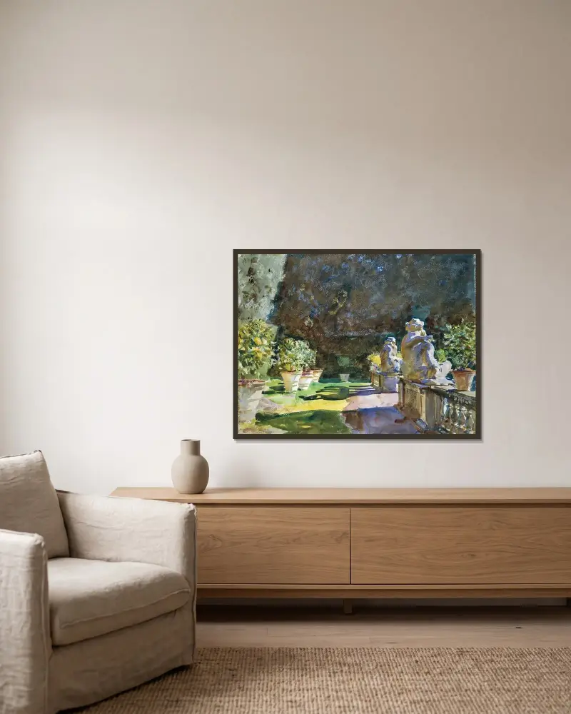 Villa di Marlia, Lucca von John Singer Sargent gerahmt an einer Wand