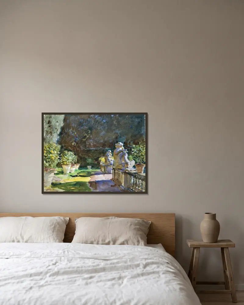 Villa di Marlia, Lucca von John Singer Sargent gerahmt an einer Wand