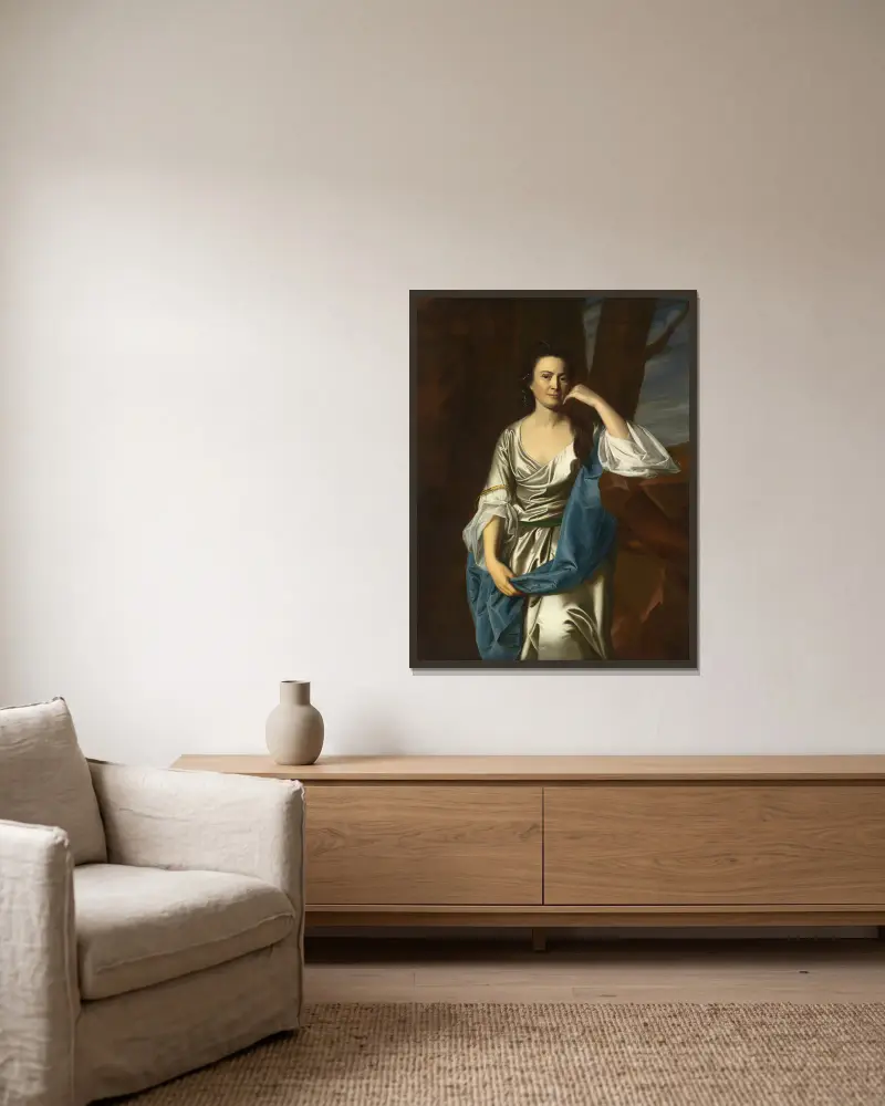 Catherine Greene av John Singleton Copley inramad på en vägg