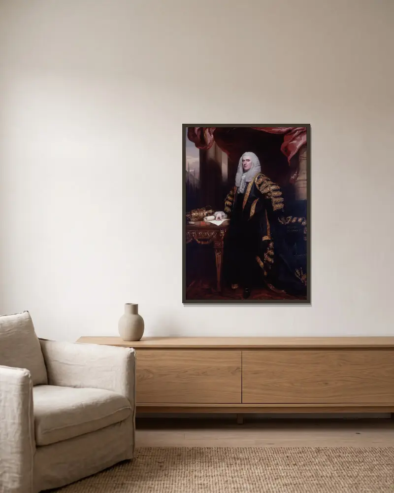 Henry Addington, First Viscount Sidmouth av John Singleton Copley inramad på en vägg