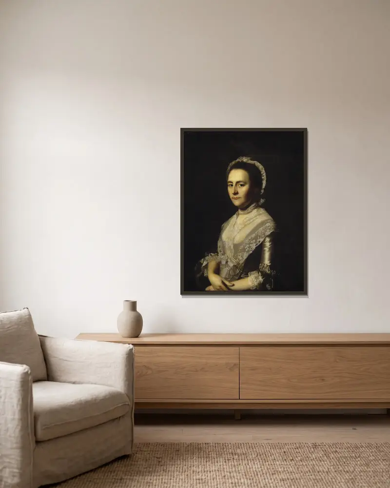 Mrs. Alexander Cumming, geborene Elizabeth Goldthwaite, später Mrs. John Bacon von John Singleton Copley gerahmt an einer Wand