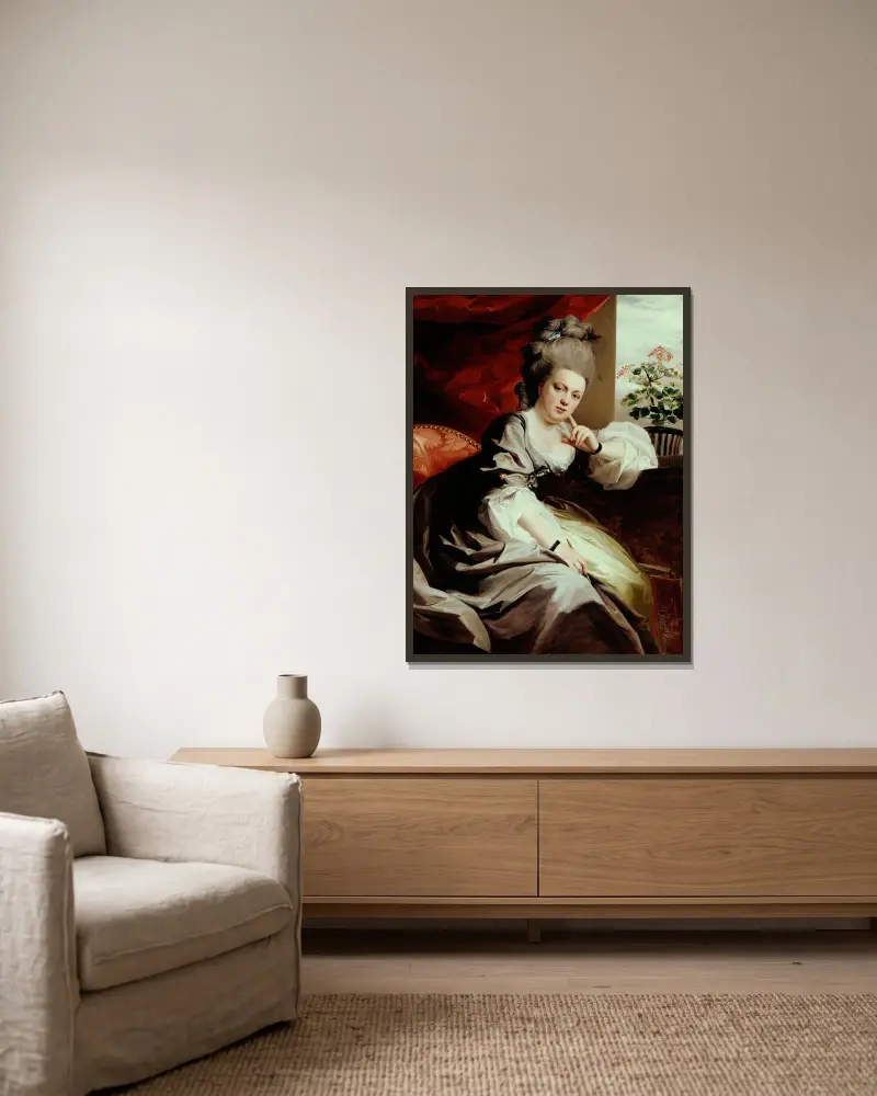 Mrs. Clark Gayton av John Singleton Copley inramad på en vägg