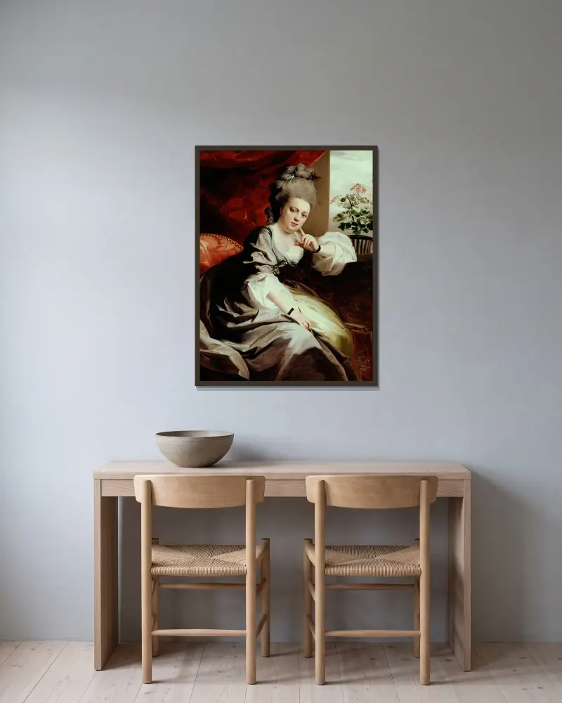 Mrs. Clark Gayton av John Singleton Copley inramad på en vägg