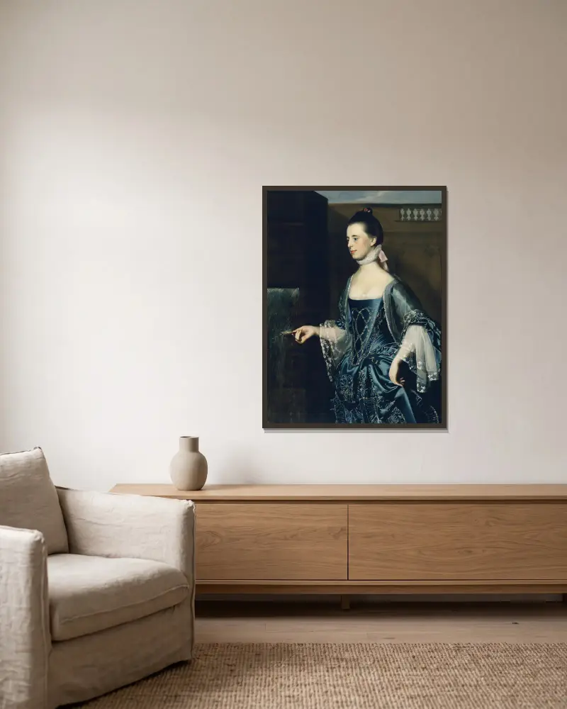 Mrs. Daniel Sargent (Mary Turner) av John Singleton Copley inramad på en vägg