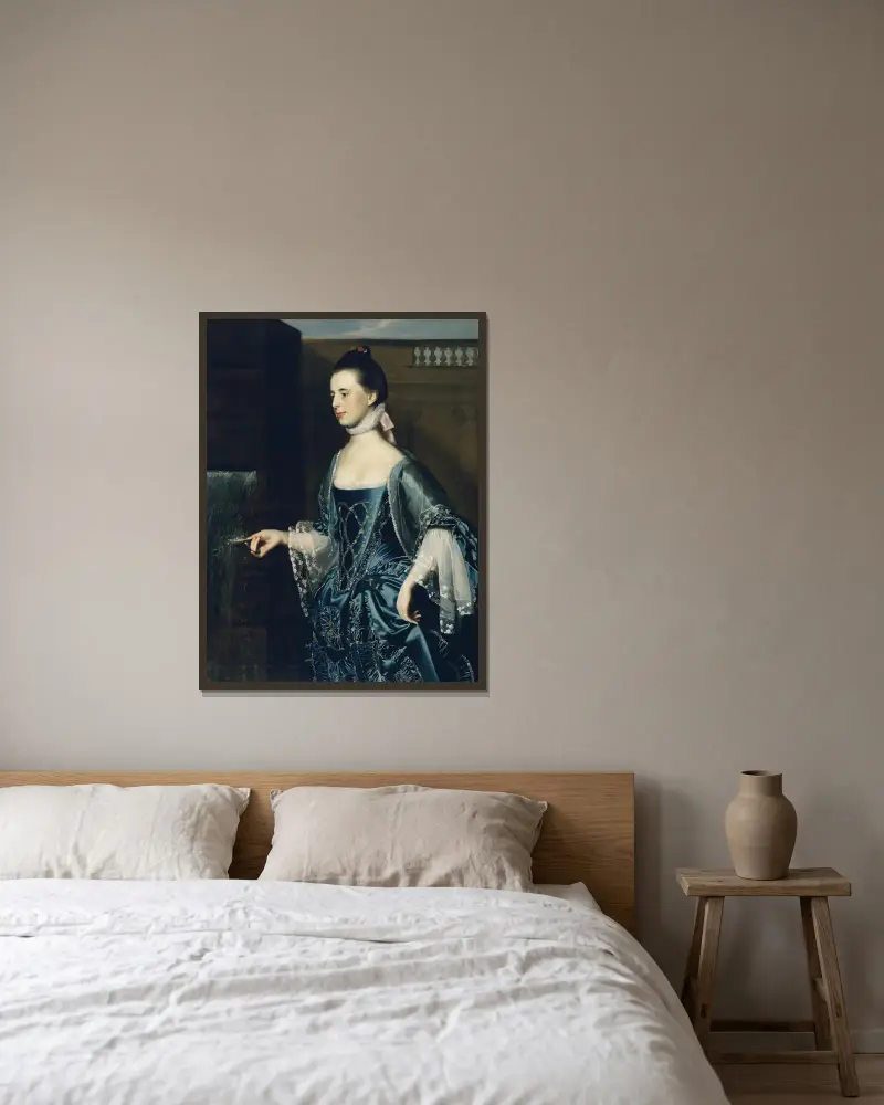 Mrs. Daniel Sargent (Mary Turner) av John Singleton Copley inramad på en vägg