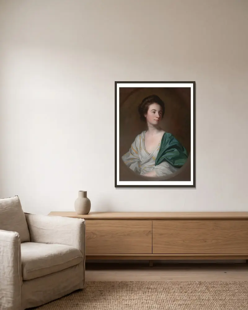 Mrs. Robert Hyde av John Singleton Copley inramad på en vägg