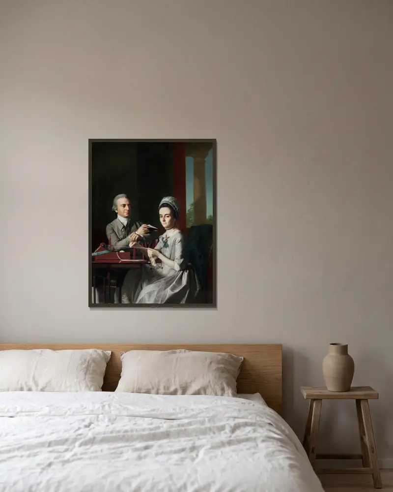 Portrait Of Mr. And Mrs. Thomas Mifflin (Sarah Morris) av John Singleton Copley inramad på en vägg