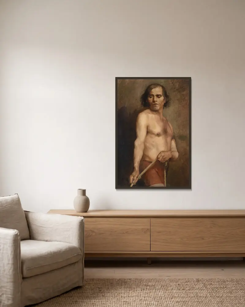 A Male Nude Standing av Anna Bilińska-Bohdanowicz inramad på en vägg