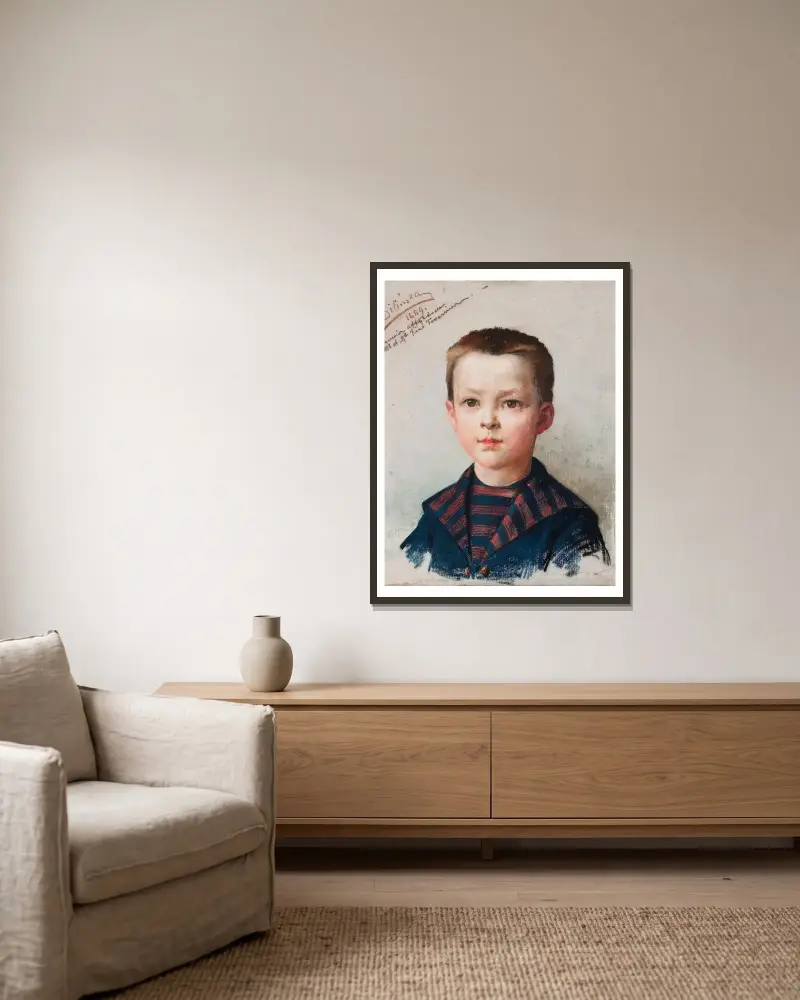 Bildnis des Léon Tavernier von Anna Bilińska-Bohdanowicz gerahmt an einer Wand