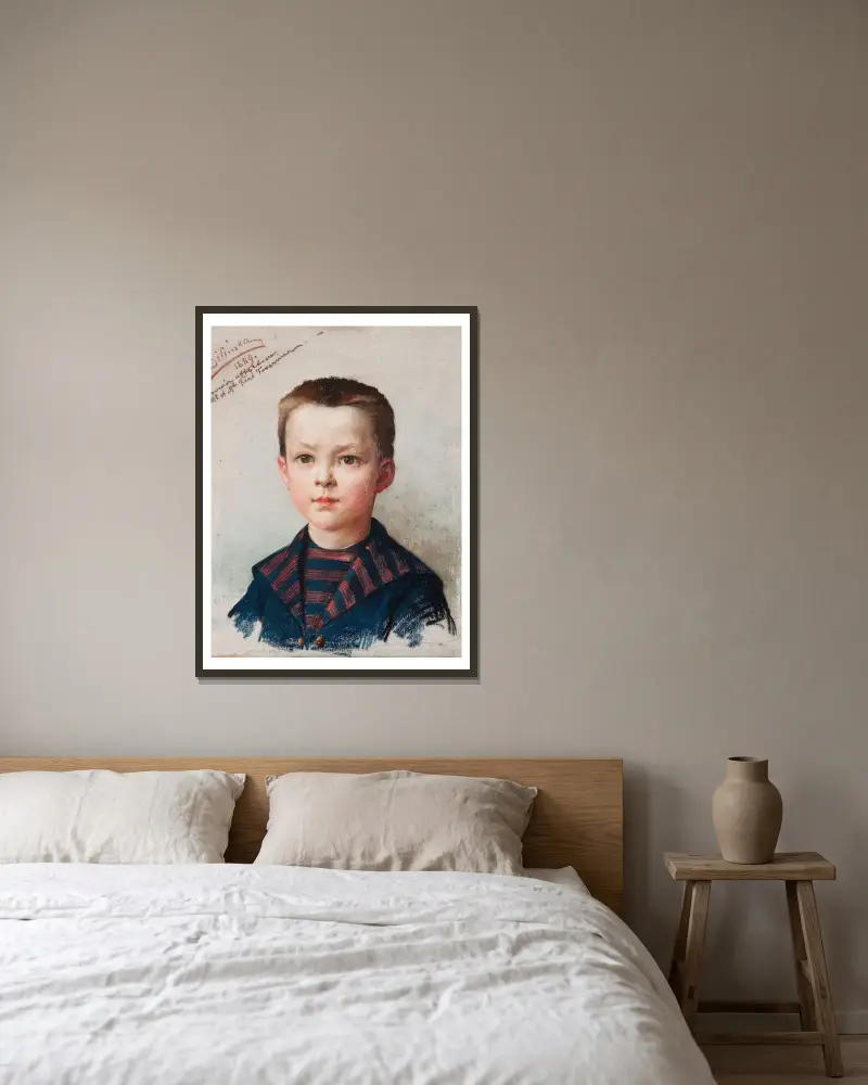 Bildnis des Léon Tavernier von Anna Bilińska-Bohdanowicz gerahmt an einer Wand