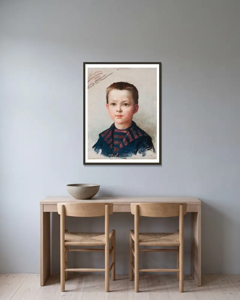 Bildnis des Léon Tavernier von Anna Bilińska-Bohdanowicz gerahmt an einer Wand