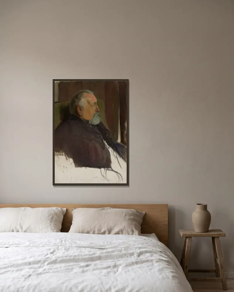 Male portrait av Władysław Ślewiński inramad på en vägg