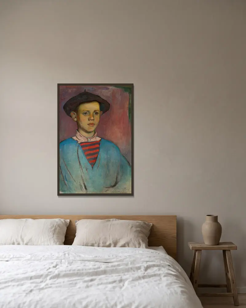 Portret młodego rybaka, Władysław Ślewiński w ramie na ścianie
