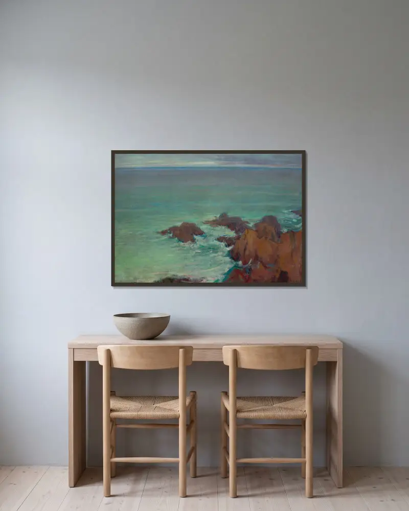 Sea in Brittany av Władysław Ślewiński inramad på en vägg