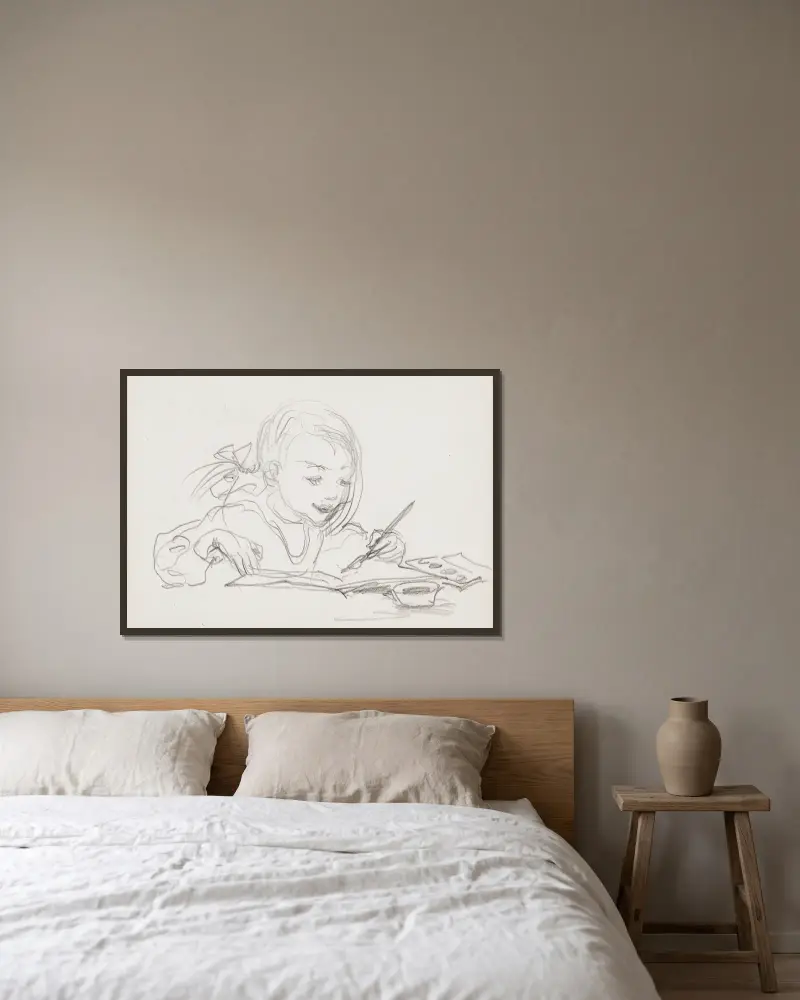 Antti Painting av Venny Soldan-Brofeldt inramad på en vägg