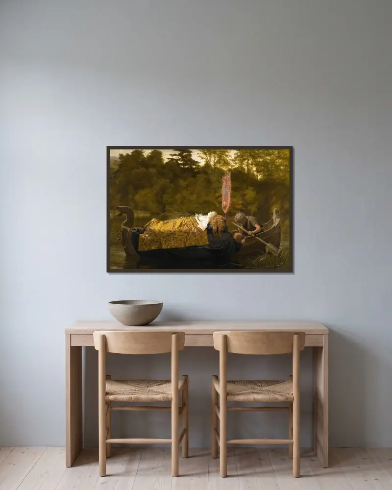 Elaine av Sophie Anderson inramad på en vägg