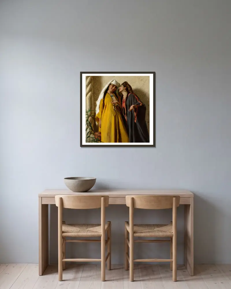 Scandal in the harem av Sophie Anderson inramad på en vägg