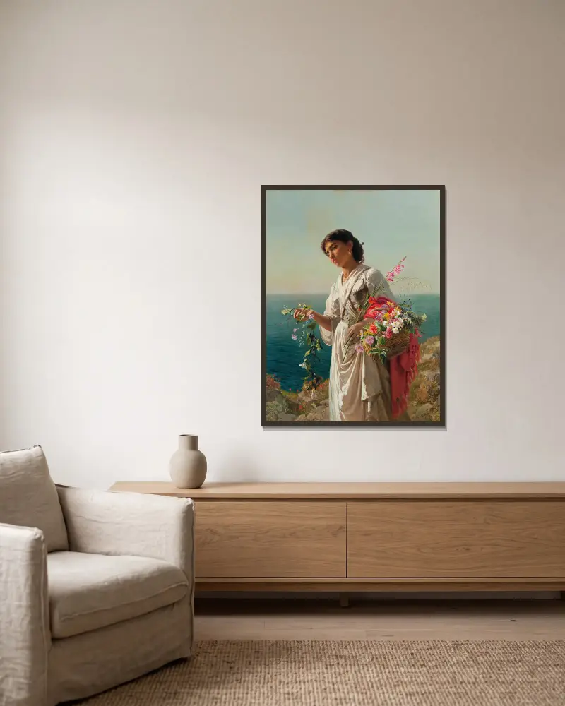 Blomsterflickan, Capri av Sophie Anderson inramad på en vägg