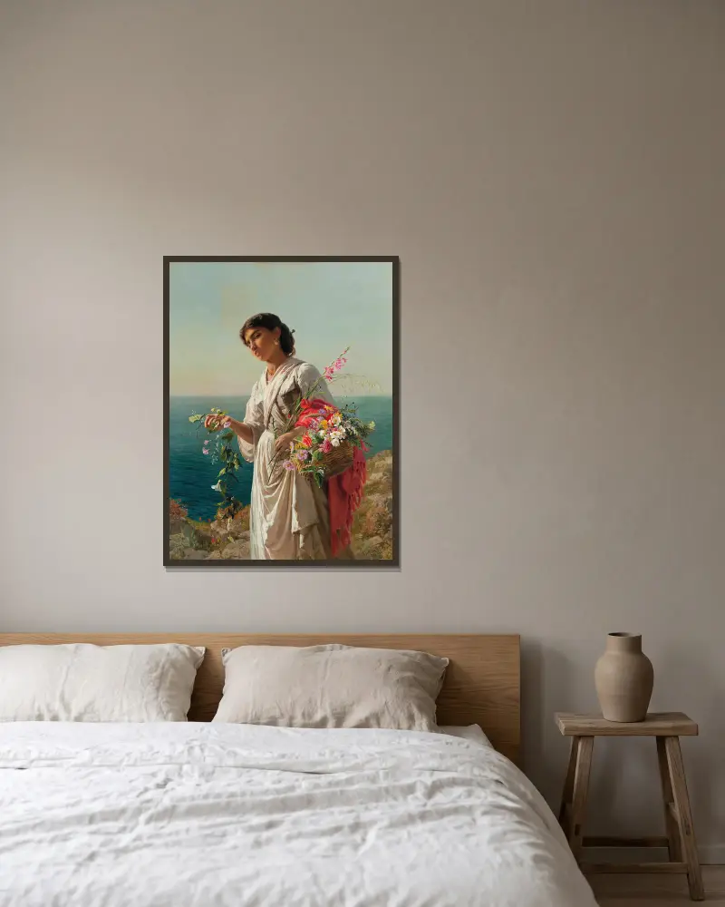 Blomsterflickan, Capri av Sophie Anderson inramad på en vägg
