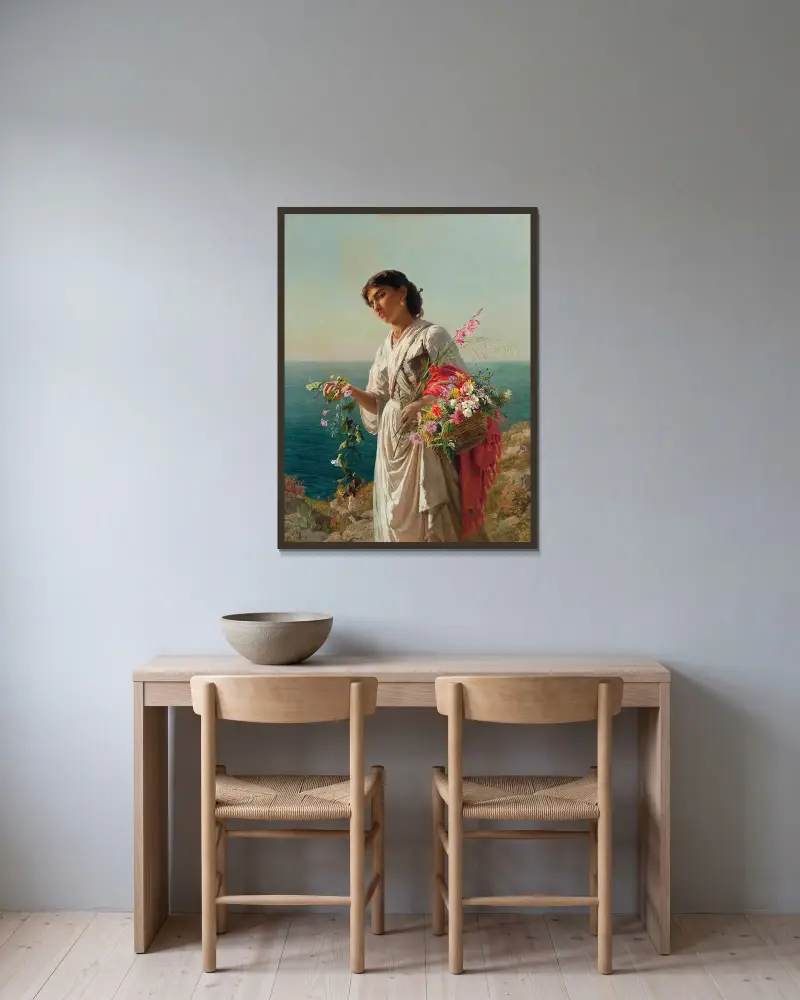 Blomsterflickan, Capri av Sophie Anderson inramad på en vägg