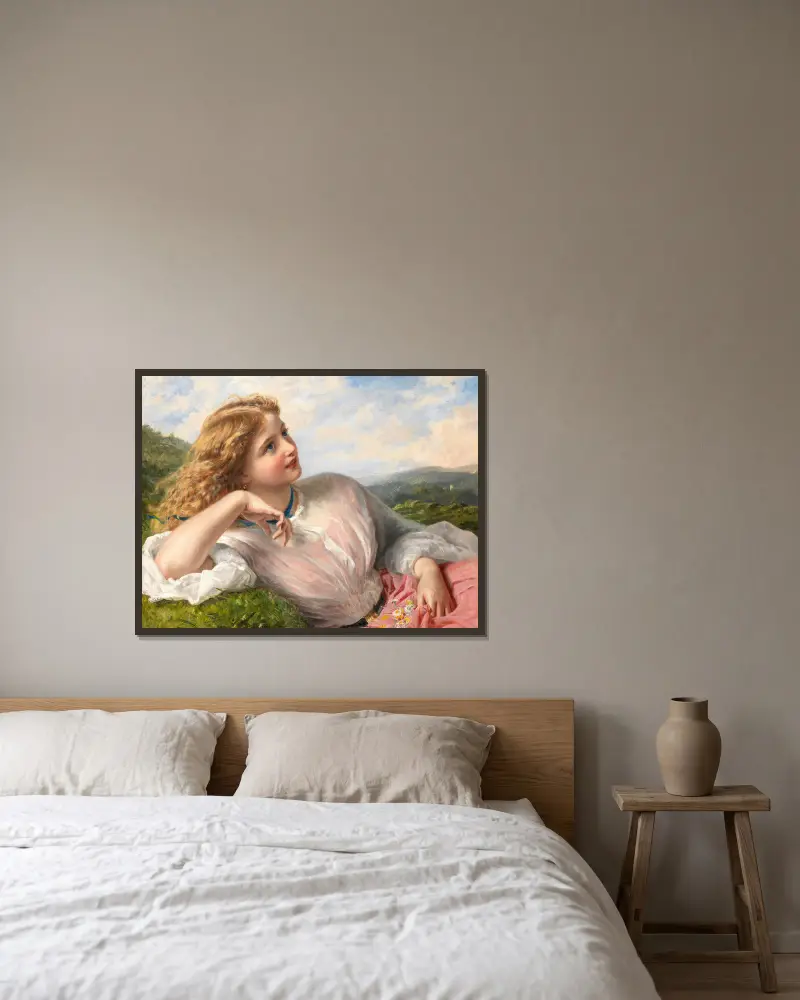Lärkans sång av Sophie Anderson inramad på en vägg