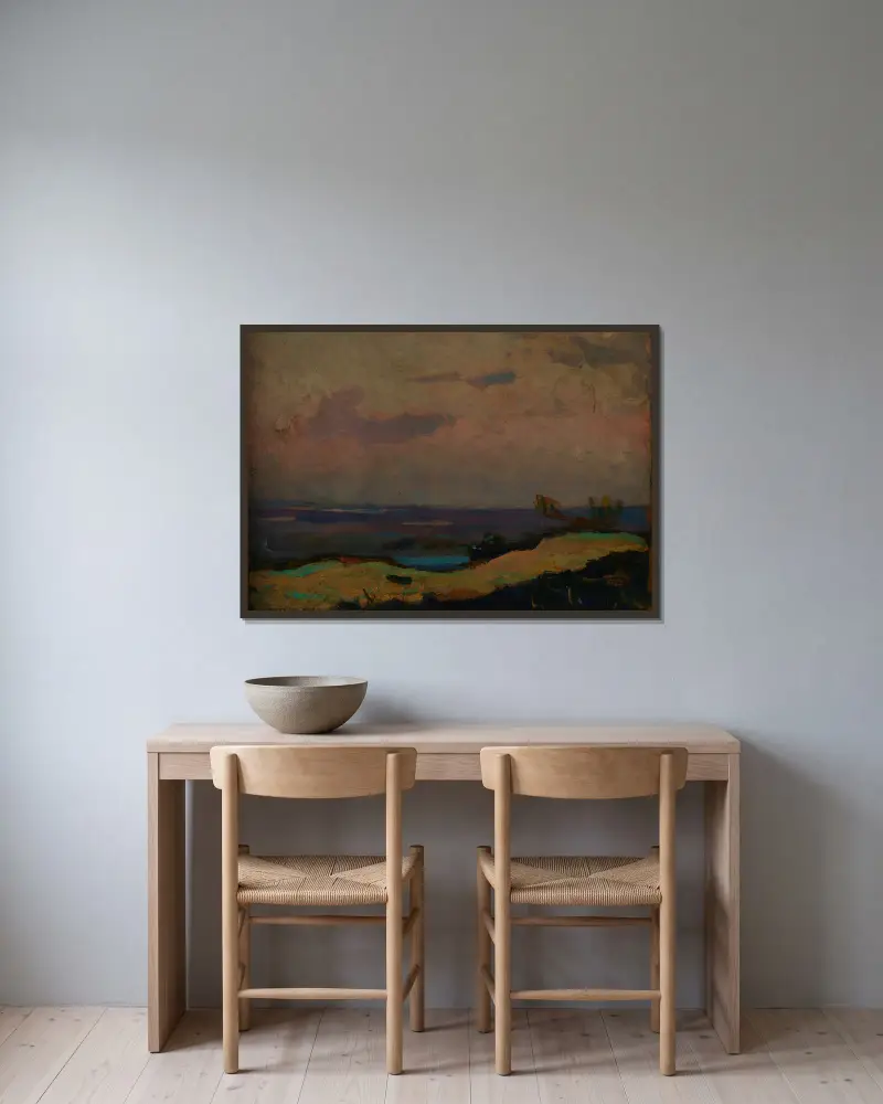 Dusk av Jan Stanisławski inramad på en vägg
