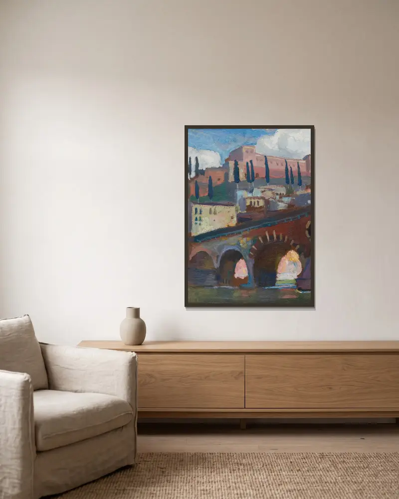 Festung in Verona von Jan Stanisławski gerahmt an einer Wand