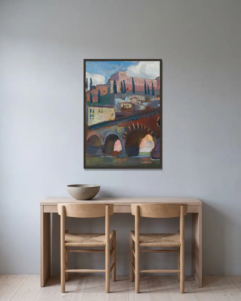 Festung in Verona von Jan Stanisławski gerahmt an einer Wand