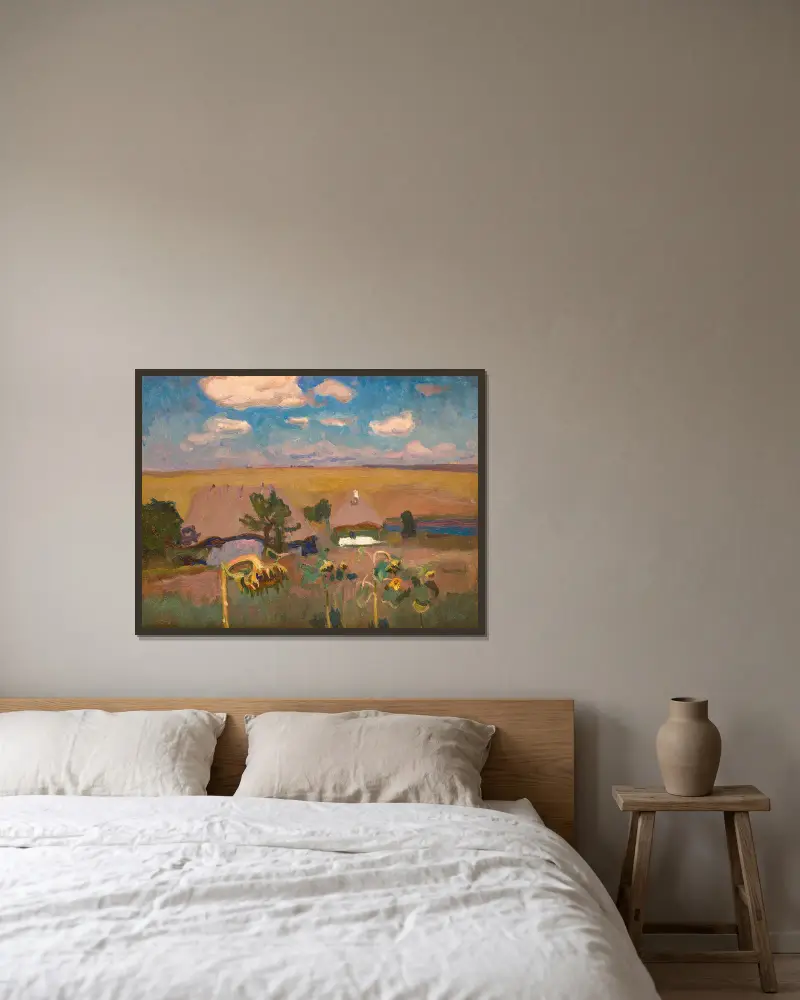 Sunflowers av Jan Stanisławski inramad på en vägg