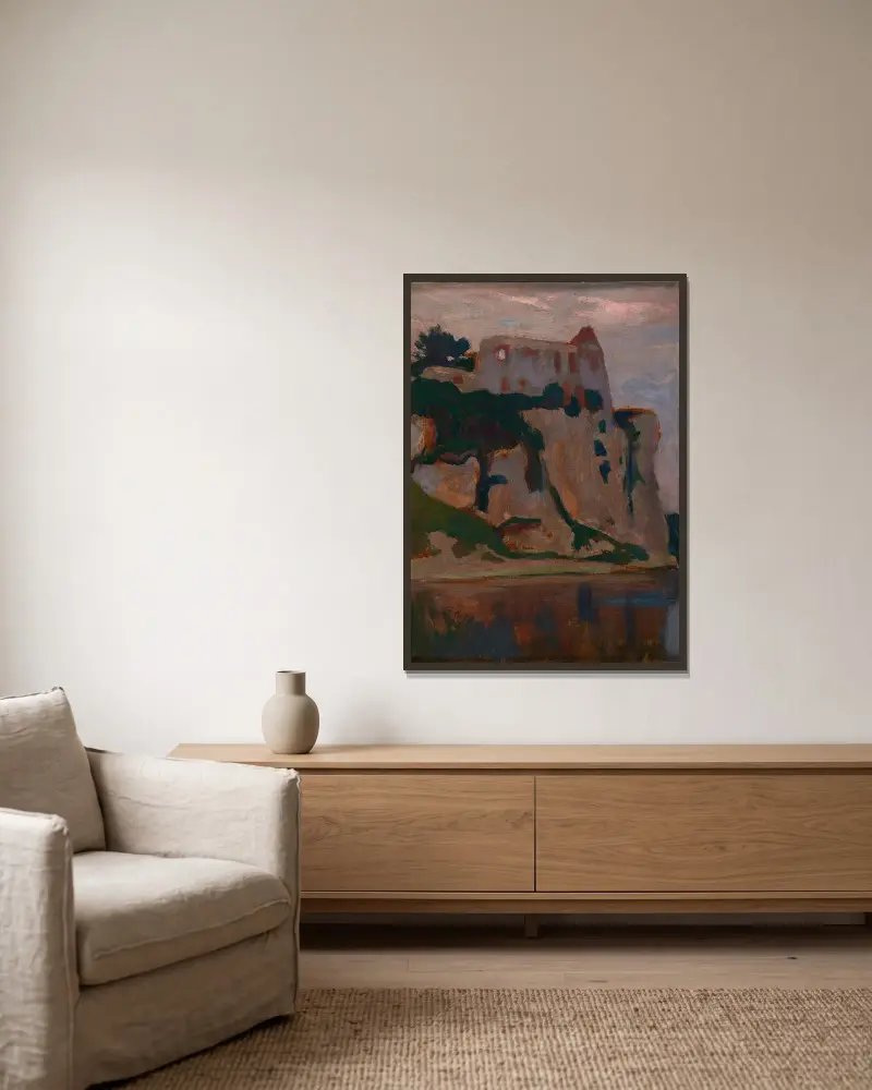 Tyniec im Morgengrauen von Jan Stanisławski gerahmt an einer Wand