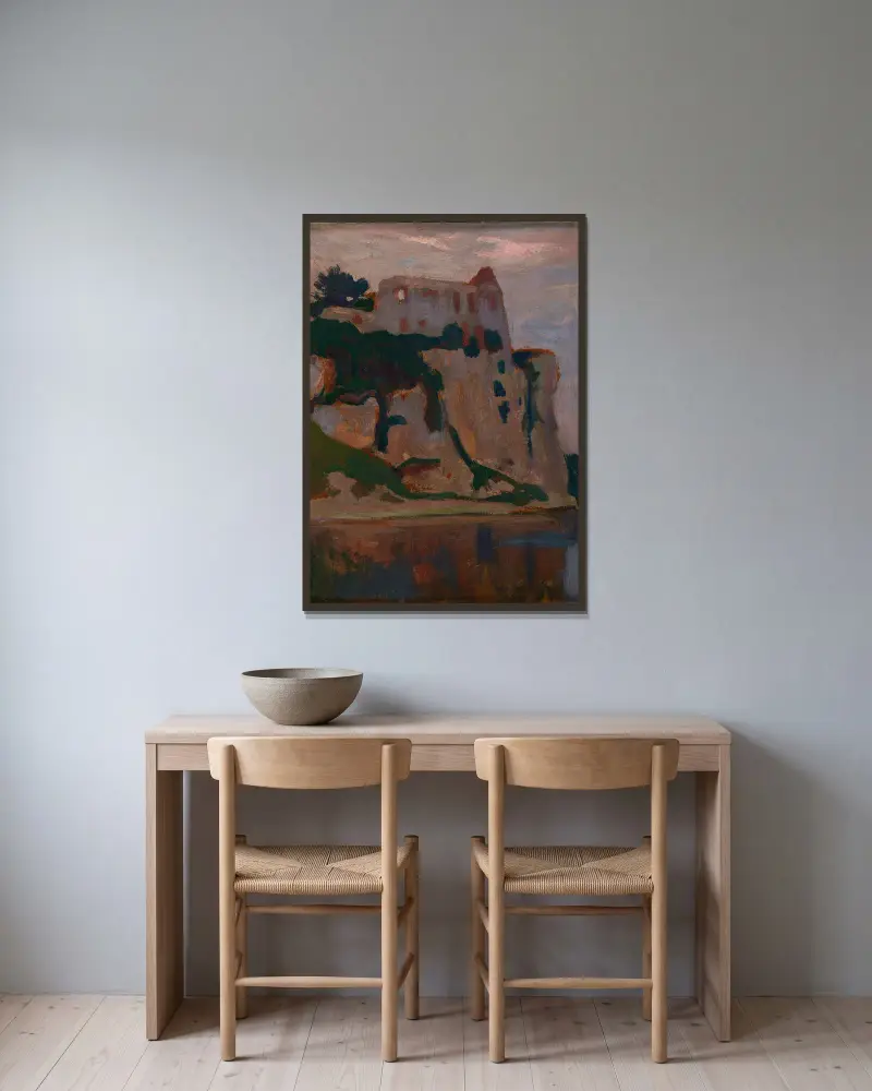Tyniec im Morgengrauen von Jan Stanisławski gerahmt an einer Wand