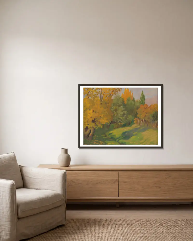 Autumn Landscape av Štefan Polkoráb inramad på en vägg