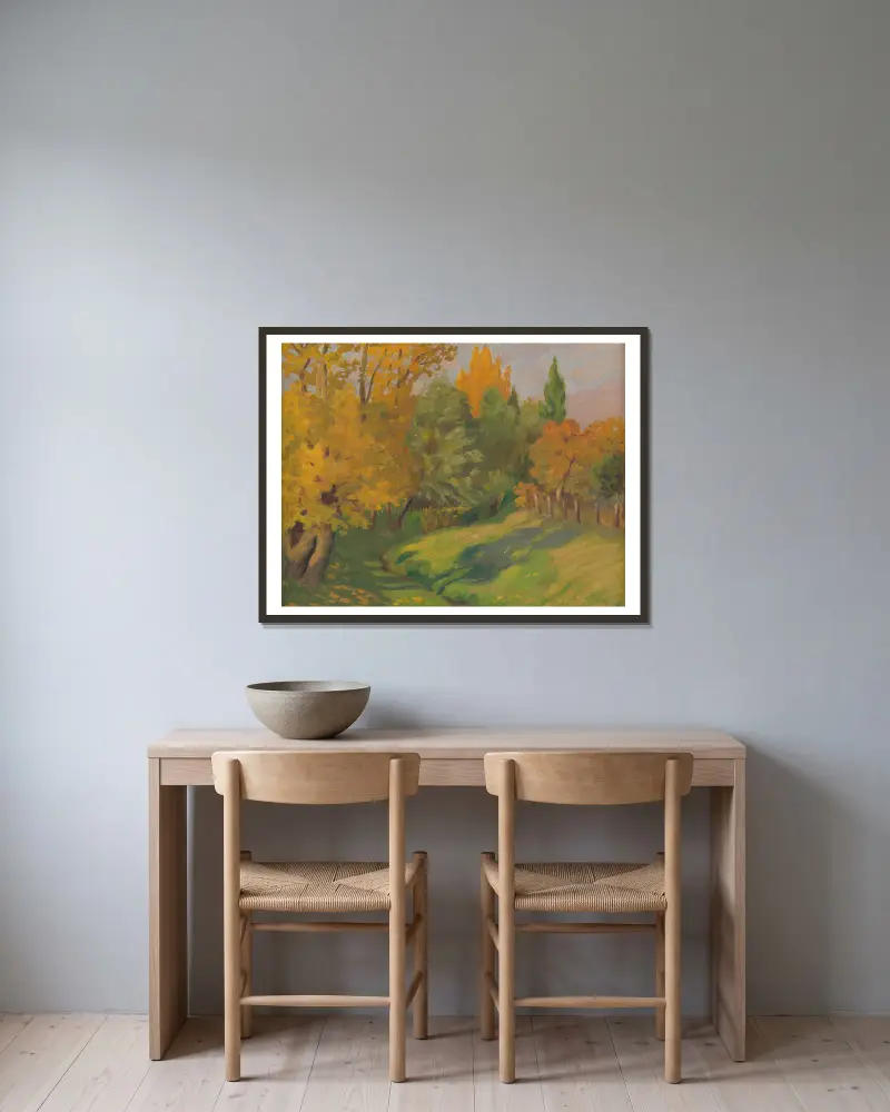 Autumn Landscape av Štefan Polkoráb inramad på en vägg