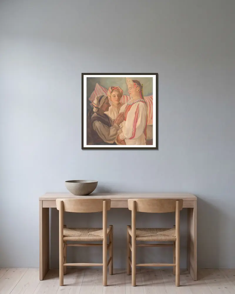 Braut aus Heľpa von Štefan Polkoráb gerahmt an einer Wand