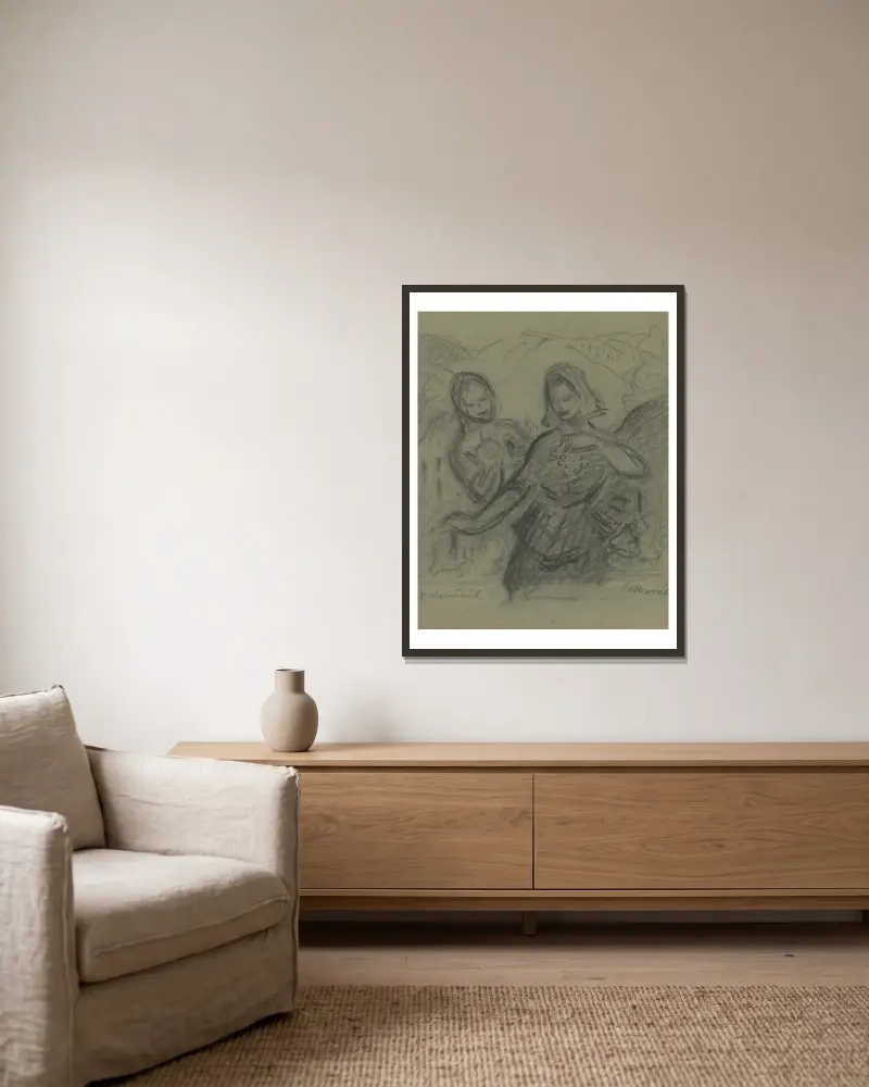Bei der Weinlese von Štefan Polkoráb gerahmt an einer Wand