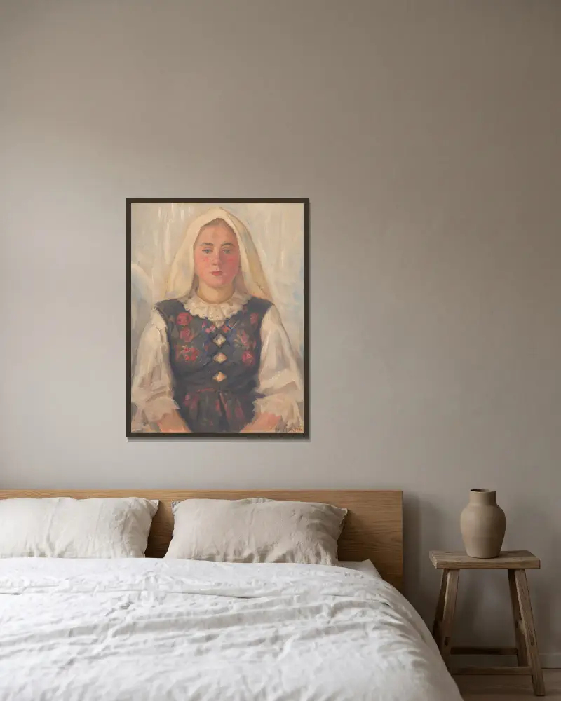 Dziewczyna w stroju ludowym, Štefan Polkoráb w ramie na ścianie