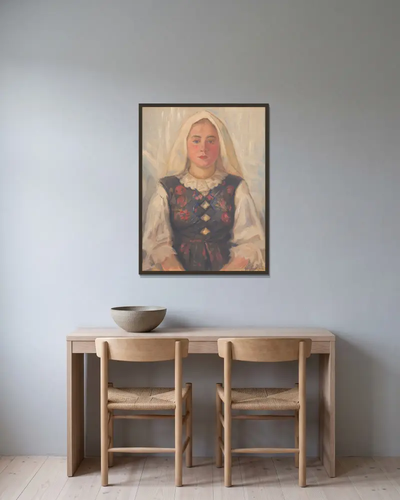 Dziewczyna w stroju ludowym, Štefan Polkoráb w ramie na ścianie
